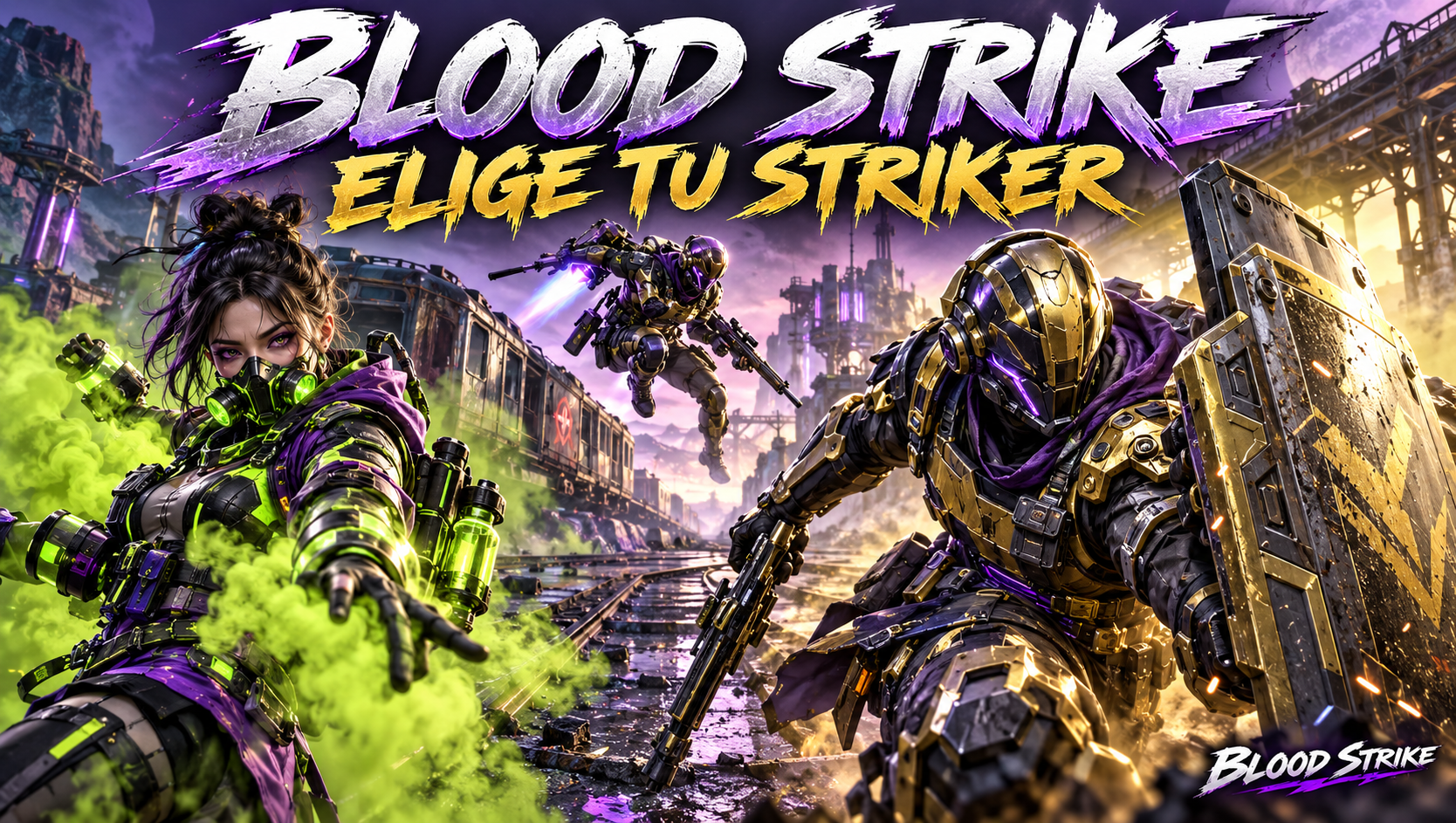 Ilustración editorial para Blood Strike y sus Strikers: elige la habilidad que encaja con tu equipo