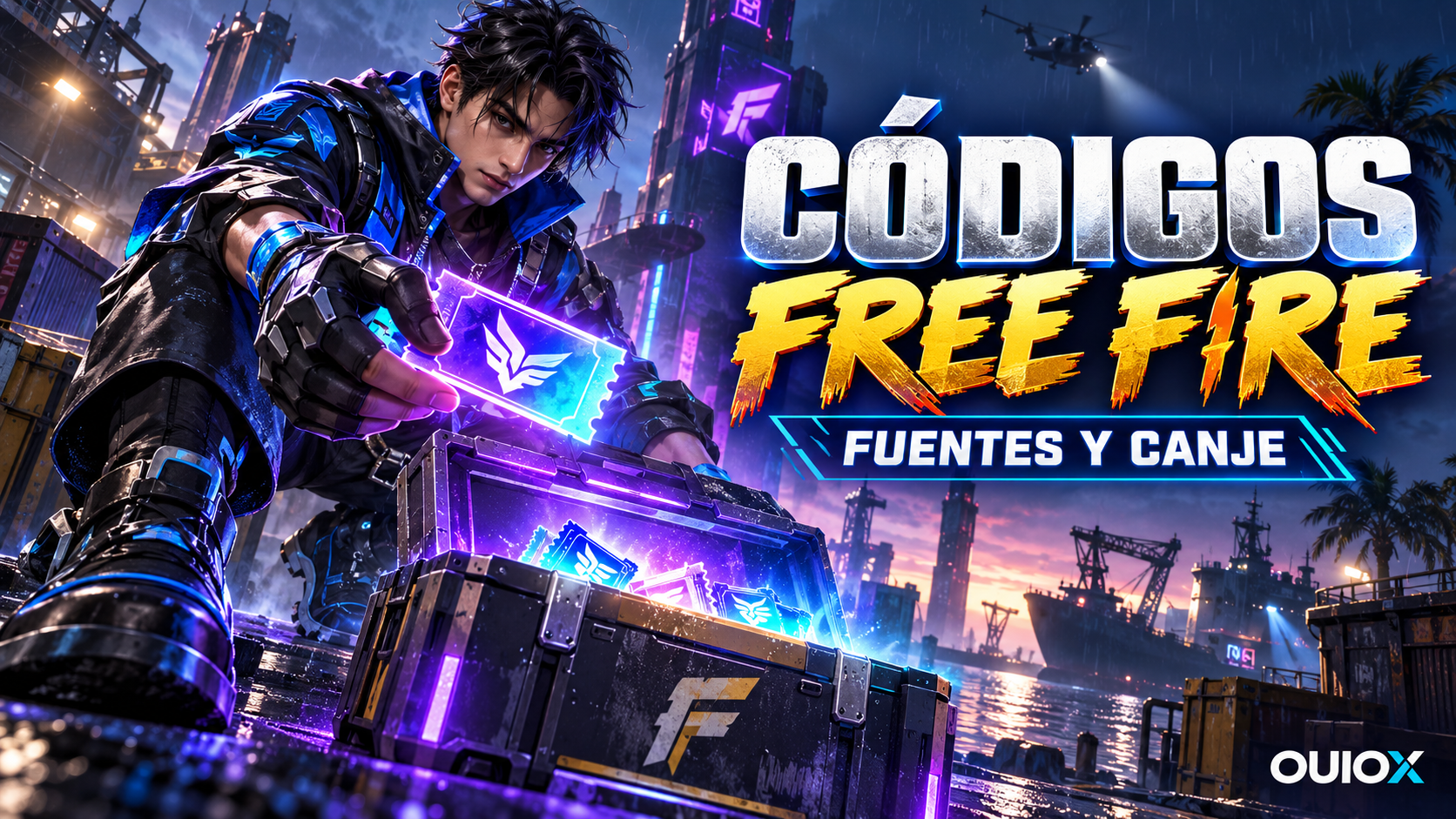 Ilustración editorial para Códigos de Free Fire para hoy: fuentes, estado y canje