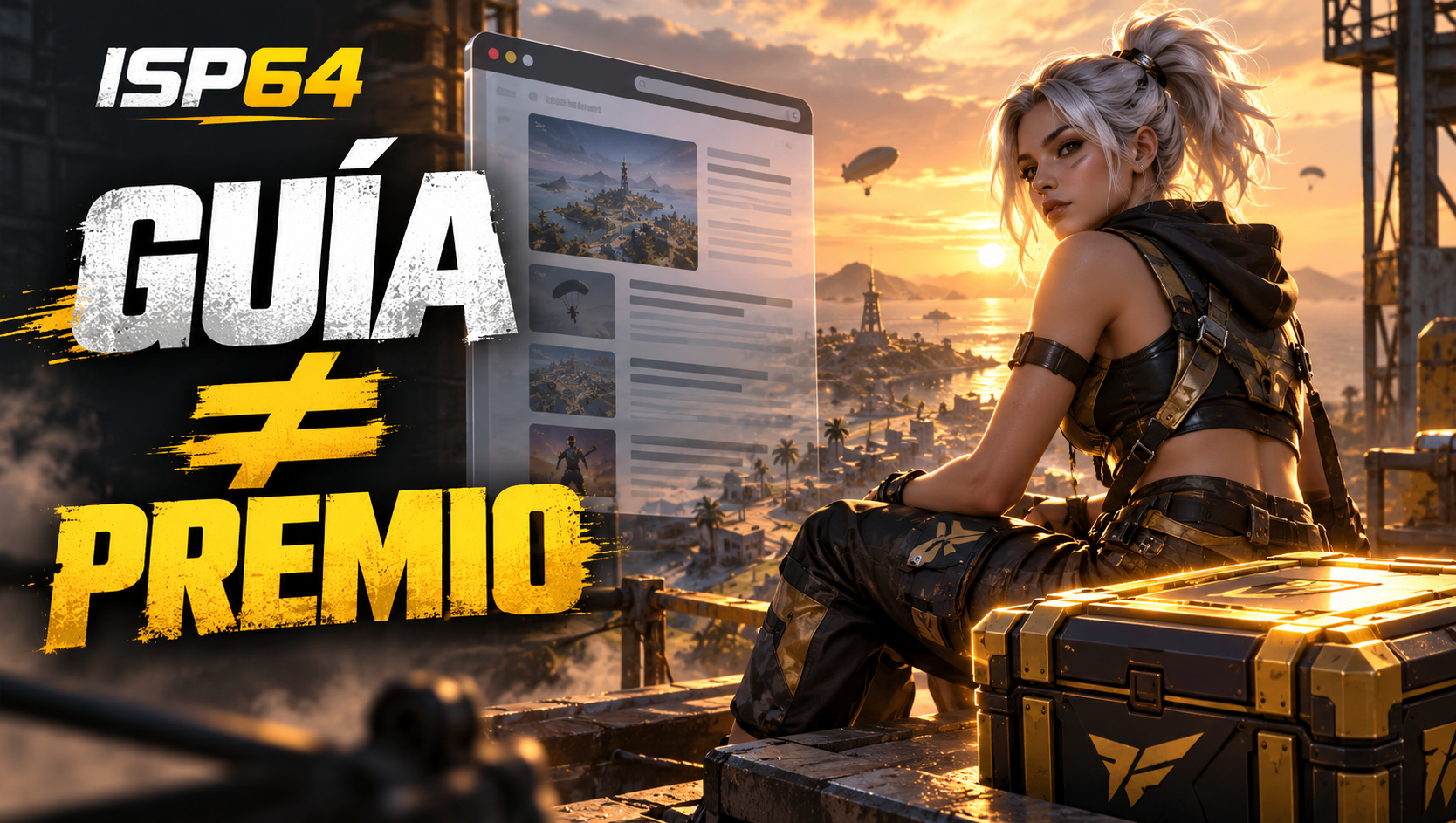 Ilustración editorial para ISP64 y los diamantes de Free Fire: qué prueban sus guías